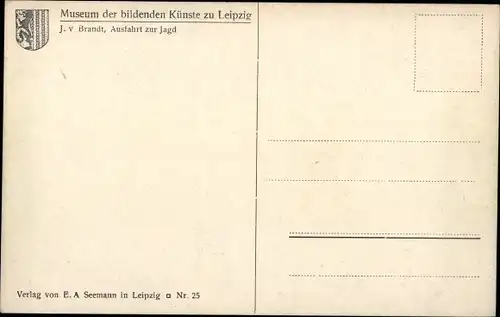 Künstler Ak Brandt, J. v., Ausfahrt zur Jagd, Pferde