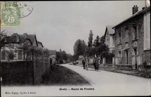 Ak Gretz Seine et Marne, Route de Presles