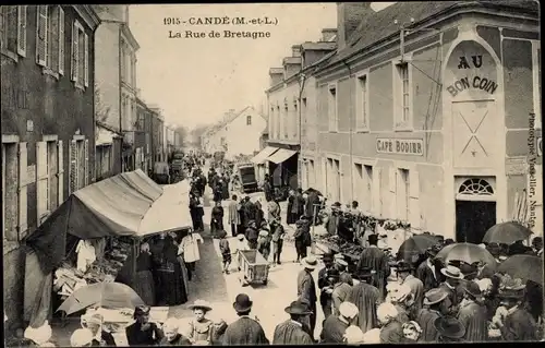Ak Candé Maine et Loire, La Rue de Bretagne, Au Bon Coin