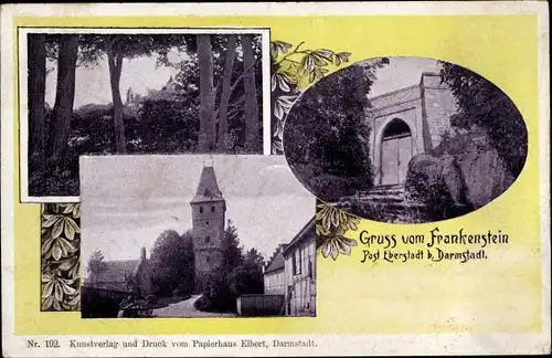 Ak Nieder Beerbach Mühltal im Odenwald, Burg Frankenstein