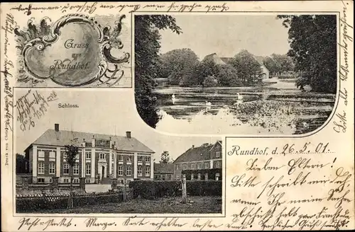 Ak Rundhof Stangheck Landschaft Angeln, Schloss, Gewässer