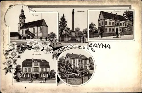 Litho Kayna Zeitz in Sachsen Anhalt, Försterei, Kirche, Denkmal, Apotheke