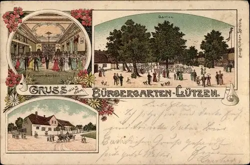 Litho Lützen im Burgenlandkreis, Gasthaus Bürgergarten, Innenansicht