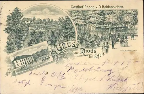 Litho Möbisburg Rhoda Erfurt in Thüringen, Gasthof Rhoda