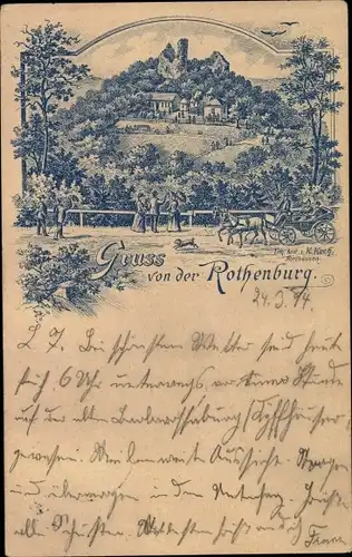 Vorläufer Litho Steinthaleben Kyffhäuserland in Thüringen, Rothenburg, 1894
