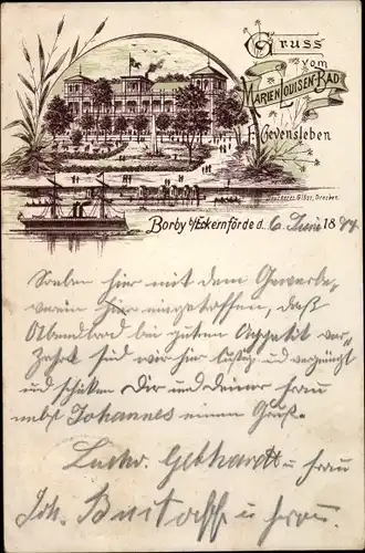 Vorläufer Litho Ostseebad Borby Eckernförde, Marien Louisen Bad, 1894