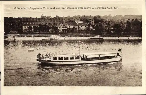 Ak Deggendorf im Bayerischen Wald Niederbayern, Blick auf das Motorschiff Deggendorf