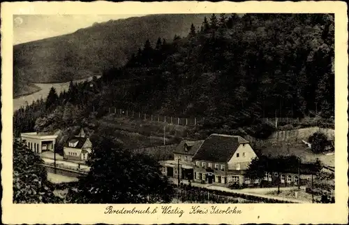 Ak Bredenbruch Hemer in Nordrhein Westfalen, Restaurant zum Genesungsheim, Bahnhof