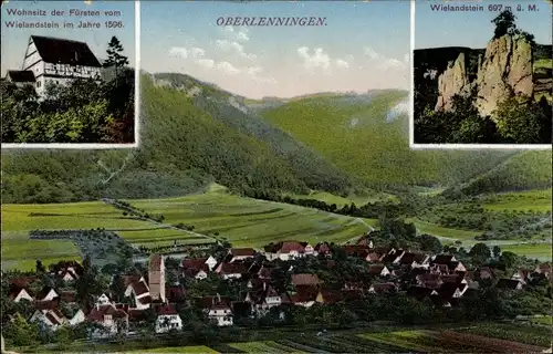 Ak Oberlenningen Lenningen in Württemberg, Wielandstein, Wohnsitz der Fürsten, Totalansicht