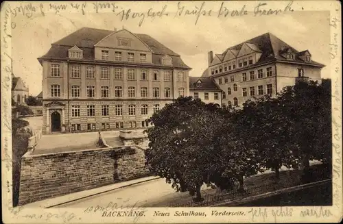 Ak Backnang in Württemberg, Neues Schulhaus, Vorderseite