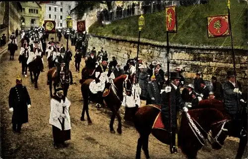 Ak Weingarten in Württemberg, Blutritt am Tage nach Christi Himmelfahrt, Prozession