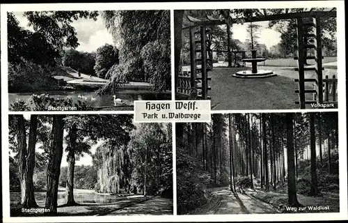 Ak Hagen in Westfalen, Park und Waldwege