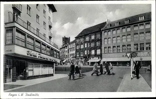 Ak Hagen in Westfalen, Stadtmitte, Straßenpartie