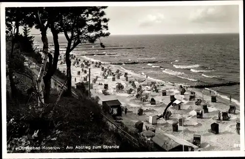 Ak Ostseebad Koserow auf Usedom, Am Abstieg zum Strande