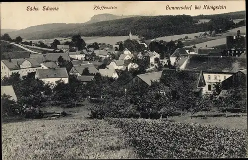 Ak Cunnersdorf Hohnstein Sächsische Schweiz, Pfaffenstein, Totale