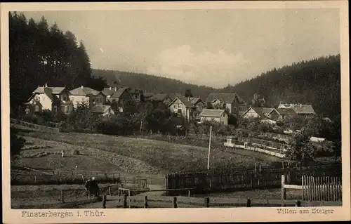 Ak Finsterbergen Friedrichroda Thüringen, Blick zu den Villen am Steiger