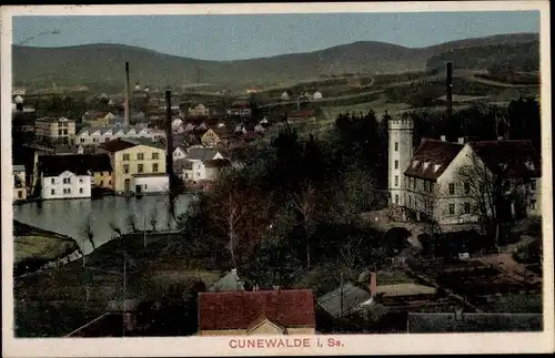 Ak Cunewalde in der Lausitz, Blick über die Dächer der Stadt, Fabrikgebäude