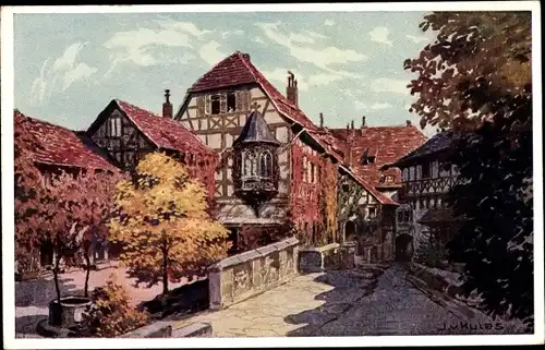 Künstler Ak Kulas, J. v., Lutherstadt Eisenach in Thüringen, Wartburg, Vorhof und Torfahrt