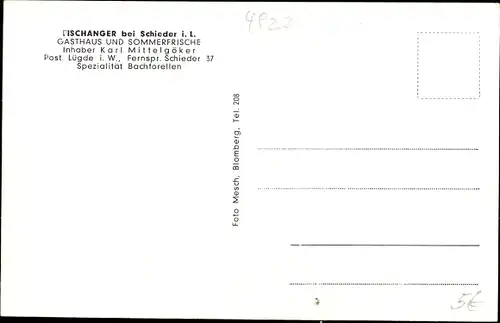 Ak Schieder Schwalenberg Westfalen, Gasthaus Fischanger, Inh. Karl Mittelgöker, Innenansicht