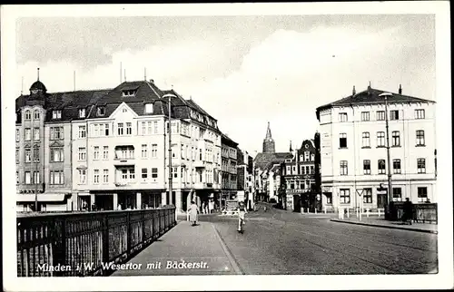 Ak Minden in Westfalen, Wesertor mit Bäckerstraße