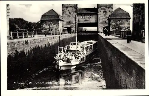 Ak Minden in Ostwestfalen Lippe, Schachtschleuse des Mittellandkanals