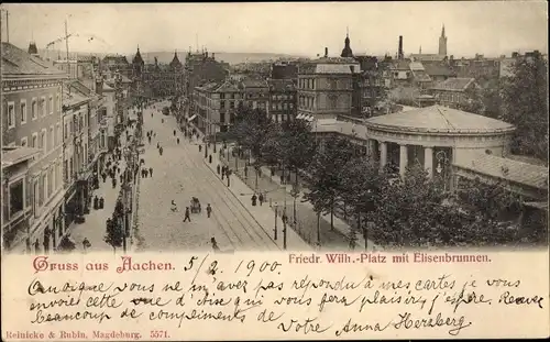 Ak Aachen in Nordrhein Westfalen, Friedrich Wilhelm Platz mit Elisenbrunnen