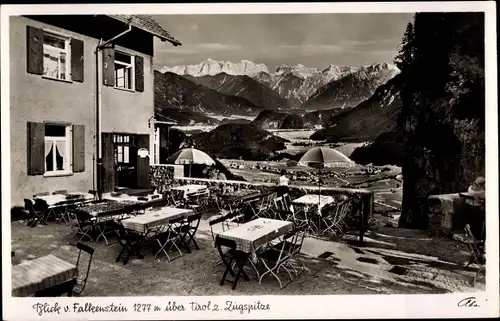 Ak Pfronten Ostallgäu Bayern, Terrasse des Hotel Tirol zur Zugspitze blickend