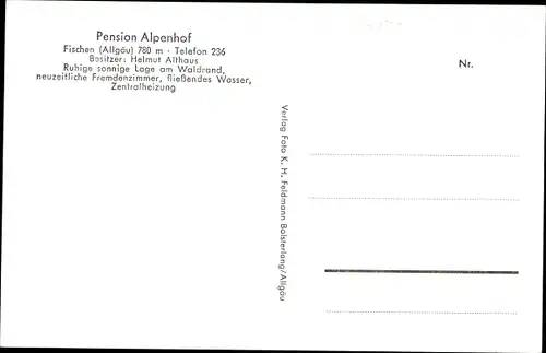 Ak Fischen im Allgäu Schwaben, Pension Alpenof