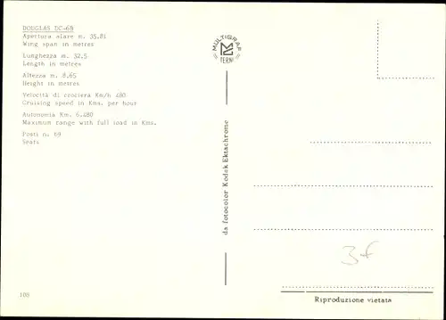 Ak Italienisches Passagierflugzeug, Alitalia, Douglas DC-6B