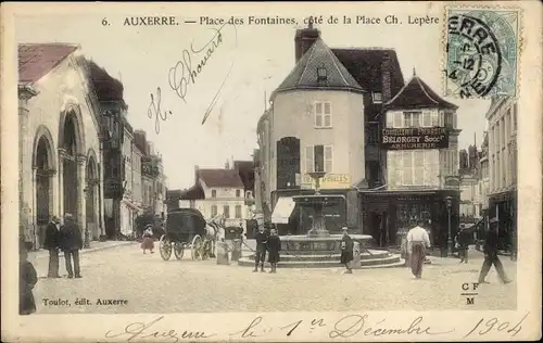 Ak Auxerre Yonne, Place des Fontaines, cote de la Place Ch. Lepere