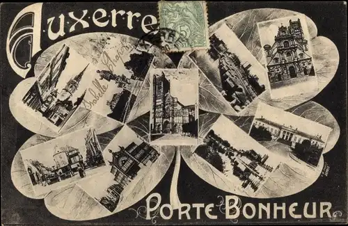 Ak Auxerre Yonne, Porte Bonheur, Stadtansichten, Kleeblatt