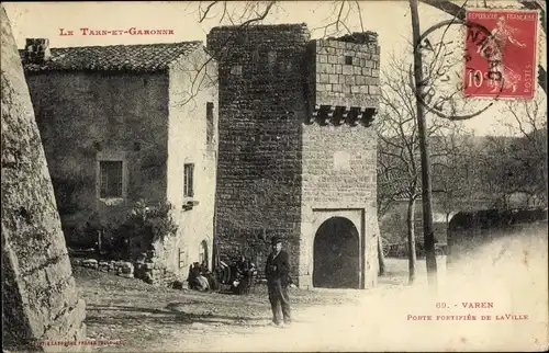 Ak Varen Tarn et Garonne, Porte Fortifiee de la Ville