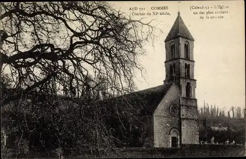 Ak Commes Calvados, L'Eglise, Clocher