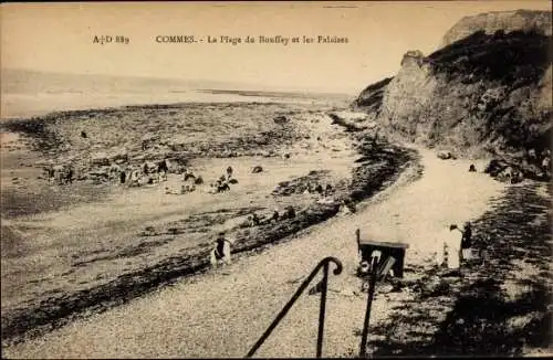 Ak Commes Calvados, La Plage de Bouffey, Les Falaises