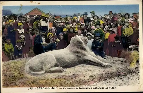 Ak Berck Plage Pas de Calais, Concours de travaux en sable sur la Plage