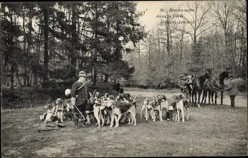 Ak Saint Arnoult en Yvelines, Rendez-Vous dans la Forêt, Chasse à Courre