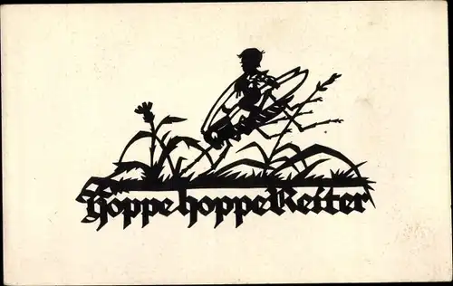 Scherenschnitt Ak Schwindt, A. M., Hoppe Hoppe Reiter, Grashüpfer