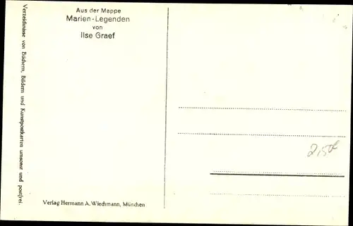 Scherenschnitt Ak Graef, Ilse, Marien Legenden, religiöse Szene