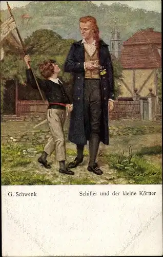 Künstler Ak Schwenk, G., Schriftsteller Friedrich von Schiller und der kleine Körner