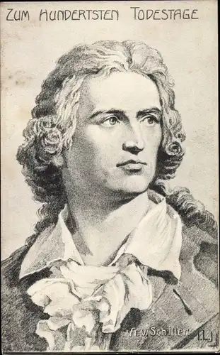 Künstler Ak Schriftsteller Friedrich von Schiller, 100. Todestag, Portrait