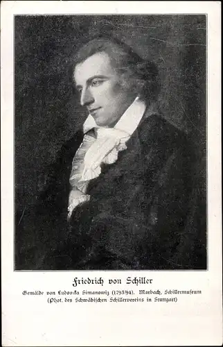 Künstler Ak Simanowitz, Ludovika, Schriftsteller Friedrich von Schiller, Portrait