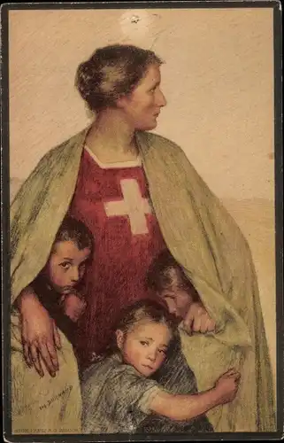Ganzsachen Ak Schweiz, Bundesfeier 1917, für das Schweizer Rote Kreuz