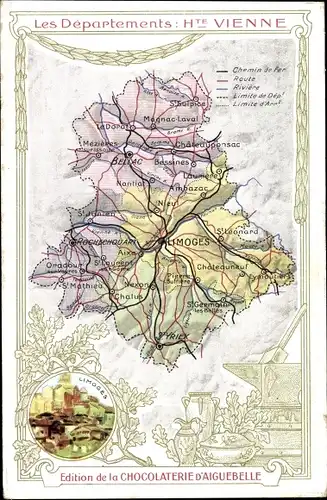 Landkarten Ak Limoges Haute Vienne, Bellac, Nieu, Chocolaterie d'Aiguebelle