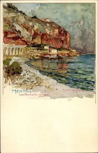 Künstler Ak Wielandt, M., Menton Alpes Maritimes, Les Rochers rouges