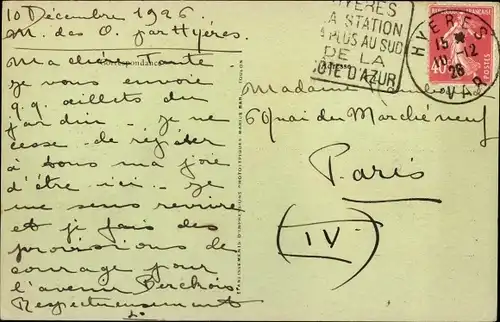 Ak Hyères les Palmiers Var, Mont des Oiseaux, Gesamtansicht