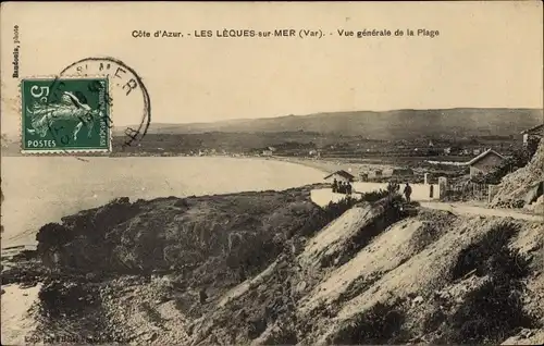 Ak Les Leques sur Mer Var, Vue generale de la Plage