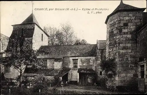 Ak Charcé Saint Ellier sur Aubance Maine et Loire, Eglise et Presbytere