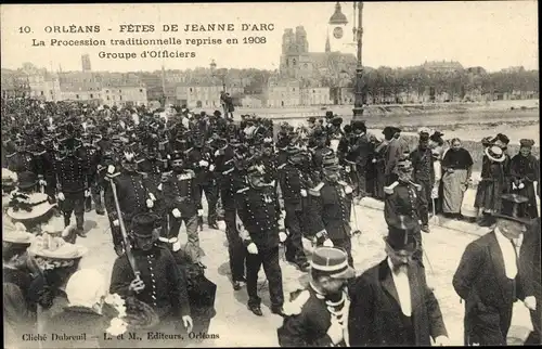 Ak Orléans Loiret, Fetes de Jeanne d'Arc, la Procession traditionelle reprise en 1908, Officiers