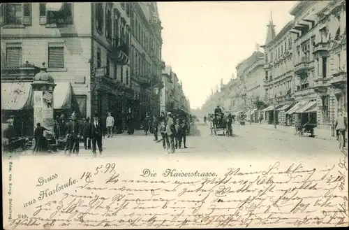 Ak Karlsruhe in Baden, Kaiserstraße, Litfaßsäule