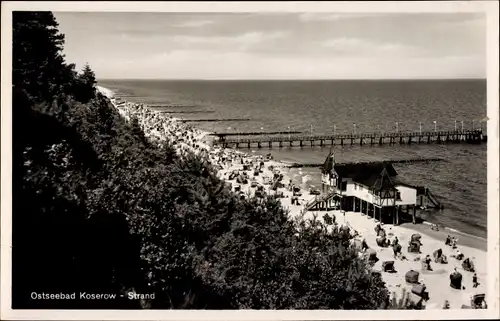 Ak Ostseebad Koserow auf Usedom, Familienbad und Seesteg